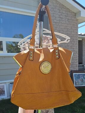 Michael Kors Mustard Yellow Leather Tote with Gold Emblem- Read Description.